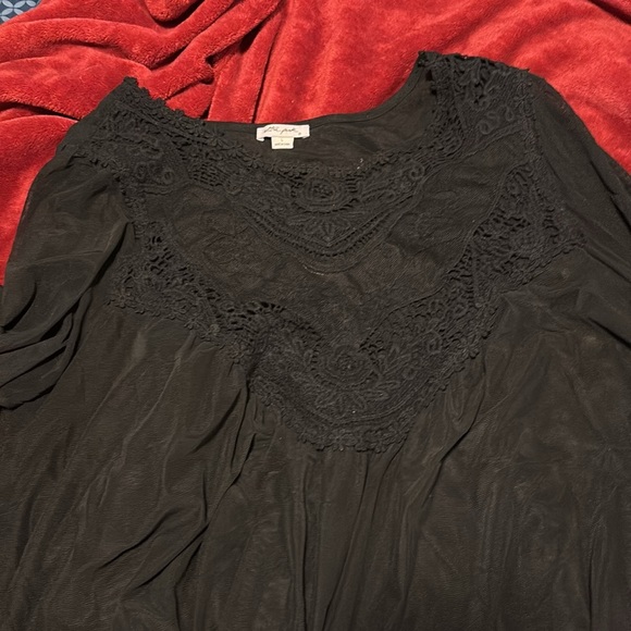 Vintage style Semi sheer Mesh embroidered crotchet flowy Top Sz L - Picture 7 of 16